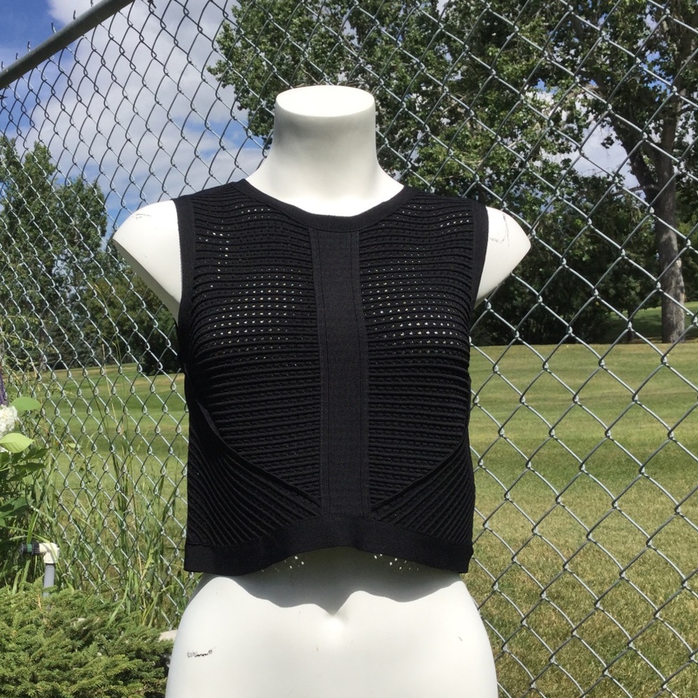 NWT Bebe Sheer Stripe Sweater Tank Black